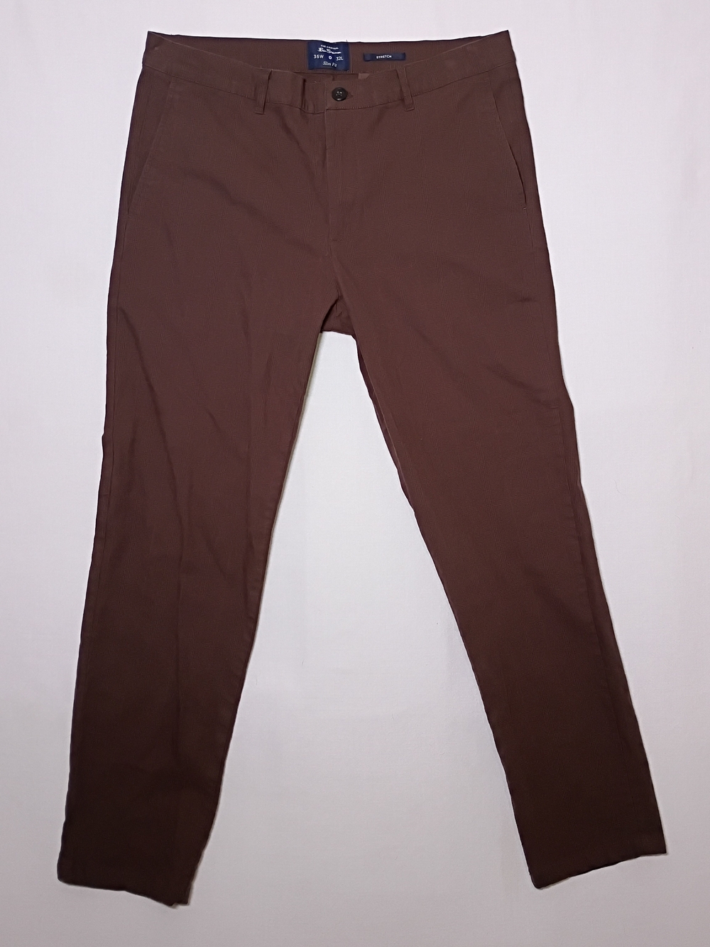 Ben Sherman Stretch Slim Fit Dress Pants 36X30 Brown Plaid